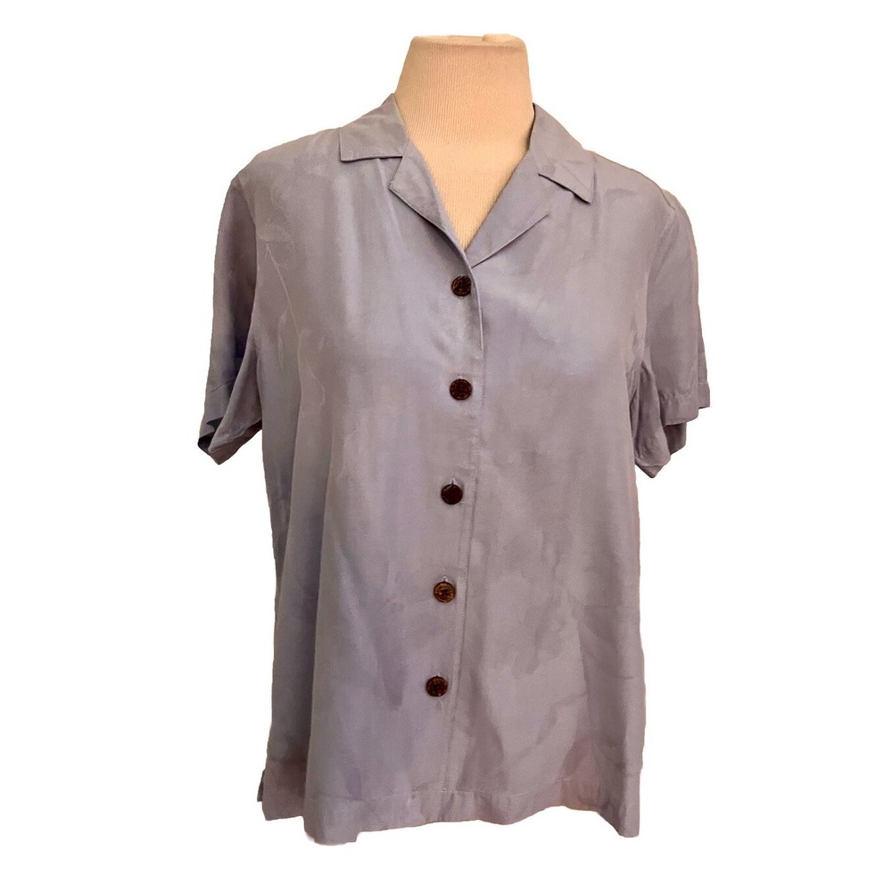 Caribbean Joe Shirt Size MED Blue Button Front  short‎ sleeve